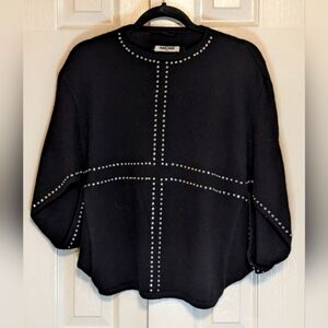 5/$25 Max $ Moi Paris Cashmere Blend Black Sweater with Decorative Crystals